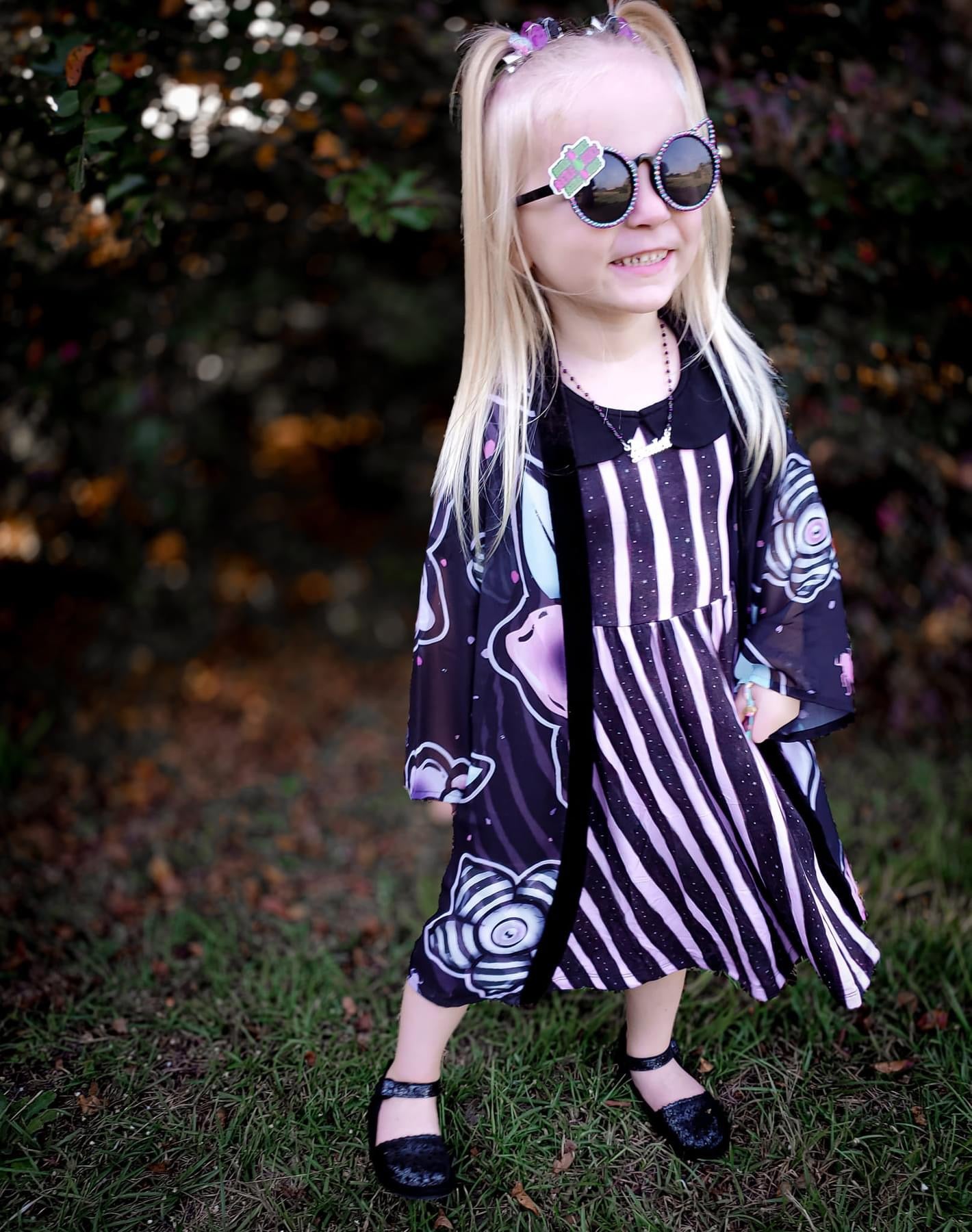 Ready to Ship! PURPLE + BLACK BEETLE STRIPED LAVENDER + BLACK TWIRL DRESSES! PETER PAN COLLAR! (all sizes)