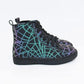 Ready to Ship -- Spooky Reflective Spiderweb HighTOPS! They Glow in the light!