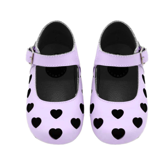 Lavender + Matte Black Candy Hearts Mary Janes! Pastel Goth Vday!