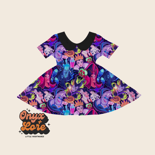 Ready to Ship Evilest of Them All Twirl Dress with Peter Pan Collar! Bigger Sizes