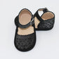 The Eris Sandal- Moonstruck Celestial Leather Silvery Black Shimmer with Moons + Stars