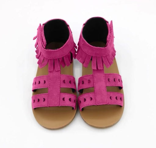 Cosmos Pink Stevie Moon Cut Out Fringe Sandals