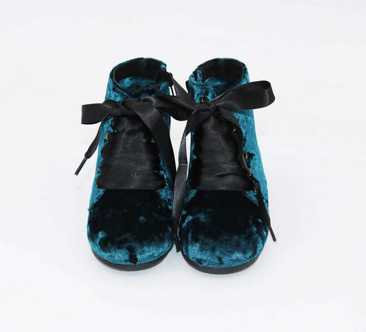 Ostara Velvet Teal Vintage  Nyx Boots! Jewel Tones! Ribbon Laces