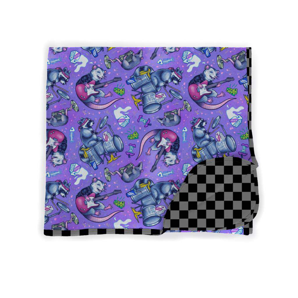 Trash Metal Purple Quilted Bamboo Blankets! Raccoon + Opossum! Rock Life!