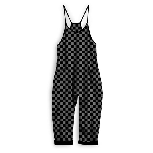 The Black + Charcoal Gray Check Bamboo Overalls! Flowy + Comfy!