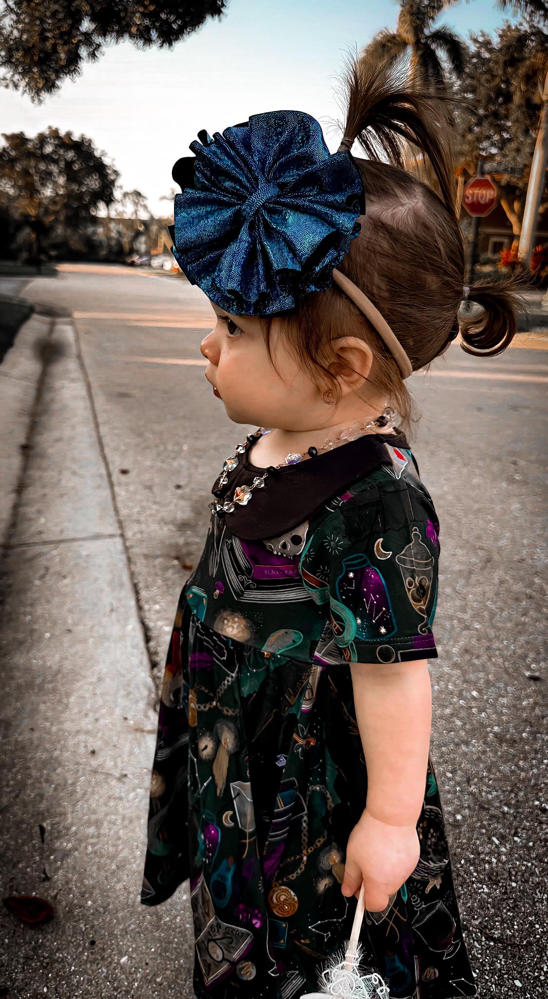 Ready to Ship Wizardly Dark Arts + Academia Twirl Dress with Peter Pan Collar!