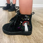 READY TO SHIP -MUSHROOM GHOSTIE + COTTAGE CORE VIBES EMBROIDERED HIGHTOP SNEAKER