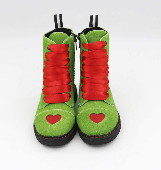 You're Mean One Holiday Combat Boots - Red Heart