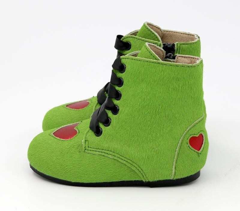 Ready to Ship-You're a Mean One Red Heart  + Green Vintage Nyx Christmas Booties!