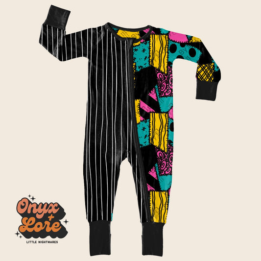 Ready to Ship-Nightmare Love Mash up Zip Romper! Up to 5T!