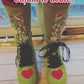 Ready to Ship! You're a  MEAN ONE Green Christmas COMBAT Boots w/ Heart!