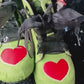 Ready to Ship-You're a Mean One Red Heart  + Green Vintage Nyx Christmas Booties!