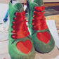 Ready to Ship-You're a Mean One Red Heart  + Green Vintage Nyx Christmas Booties!