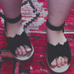 Spellbound Witchy Bat Black  Luxe Bat Sandals!  Ankle Strap! Goth Ghoul!