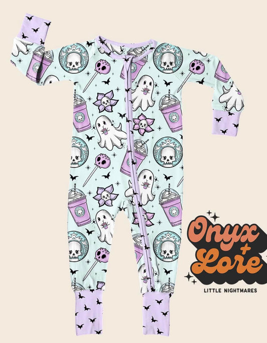 Ready to Ship Starbie Ghouls -- Pastel. Goth Vibes Bamboo Zip Pajamas